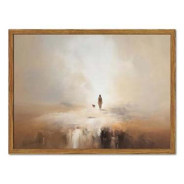 Imagem de Arte de parede emoldurada Jesus deixa as ovelhas 99, decoração de parede com imagens cristãs, pinturas de Jesus e o cordeiro perdido, impressões em tela, decoração religiosa, arte para sala de estar