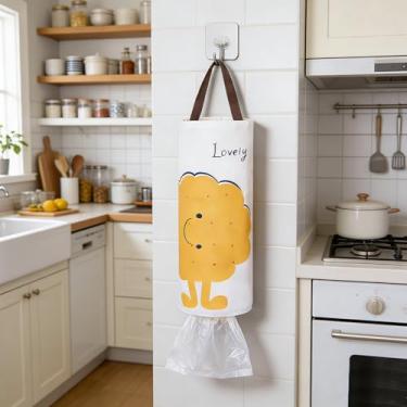 Imagem de Organizador de armazenamento de parede, organizador de sacolas de compras reutilizável para pendurar, dispensador de armazenamento de sacos de lixo grandes laváveis, branco