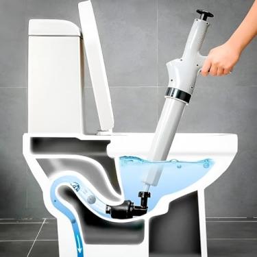 Imagem de Desentupidor de canhão de vaso sanitário 9 em 1, êmbolo de pressão de ar pneumático, êmbolo de drenagem de alta pressão com 9 cabeças de montagem destacáveis para vaso sanitário entupido,