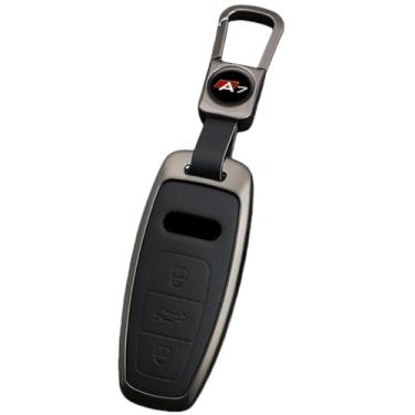 Imagem de Capa de chaveiro compatível com Audi A7 S7 RS7 Sportback 2018 2019 2023 Sline Capa de couro de liga de zinco para chave de carro Protetor de controle remoto Acessórios automotivos(D-black keychain)