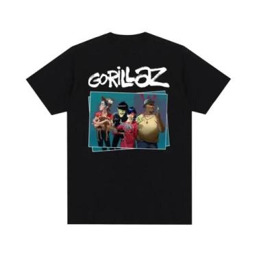 Imagem de Banda de música Gorillazs Punk Rock Print Camiseta 90s Moda Casual Cam