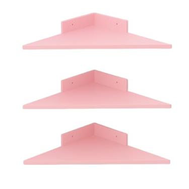 Imagem de Trio de prateleiras canto prataleiras cantoneira em mdf 35 cm X 35 cm para Quartos, Cozinhas e Salas, Maximiza Espaço de Armazenamento, Adaptada ao Estilo Brasileiro(Rosa Bebê)