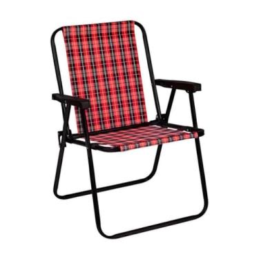Imagem de Cadeira de Praia Portátil Plegável - Ideal para Jardim, Piscina e Camping, Suporta 120Kg, Cores Variadas (Vermelho)