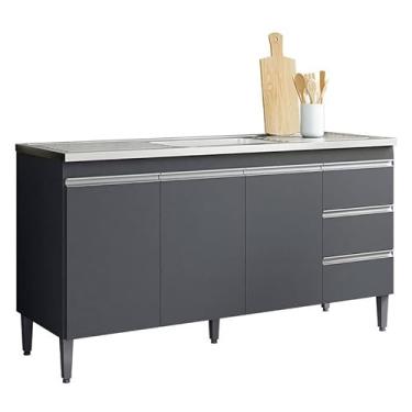 Imagem de Balcão de Cozinha Para Pia AndrÃ:copyright:ia 160cm 3 Portas 3 Gavetas sem Tampo - AJL Móveis