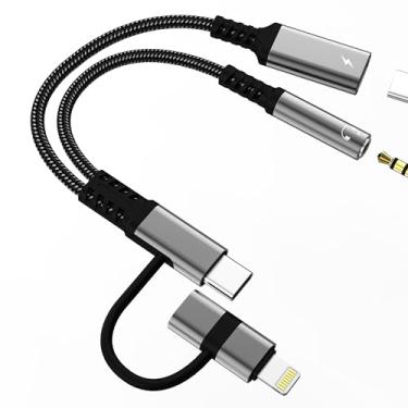 Imagem de Adaptador auxiliar para USB C (12,9 cm²) para iPhone 17 16 15 Lightning para fone de ouvido de 3,5 mm Cabo conector de áudio para Apple Splitter Dongle Charger tipo C, cabo de carregamento de carro