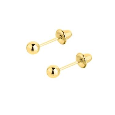 Imagem de Brinco Ouro 18k Bola 3mm Infantil / 2 Furo BL-002 - 750 NETOZ