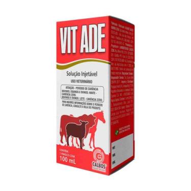 Imagem de Vit Ade Injetável Suplemento Vitamínico Mineral Animal 100ml Calbos