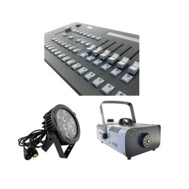 Imagem de Kit 04 Par Led Slim + Mesa Controladora + Maquina De Fumaça - Showtech