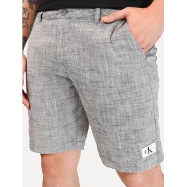 Imagem de Bermuda Calvin Klein Jeans Masculina Chino Cotton Cinza Mescla Tamanho
