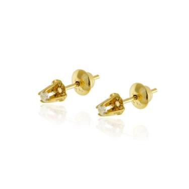 Imagem de Brinco Ouro 18k Estilo Cravo com Pedra Zircônia RB-619 - 750 Net OZ