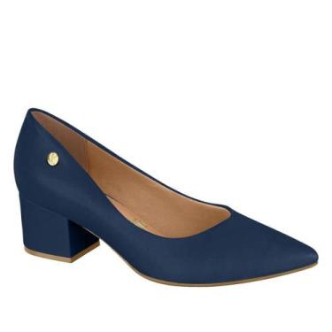 Imagem de Sapato Feminino Salto Baixo Grosso Bico Fino Vizzano 1220.315, Marinho