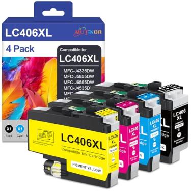 Imagem de Cartucho de tinta compatível LC406XL combo de substituição para Brother LC406XL Ink para MFC-J4335DW MFC-J4335DW XL MFC-J4345DW MFC-J4345DW XL MFC-J5855DW MFC-J6555DW MFC-J6955DW, 4 PK LC 406XL (BK/C