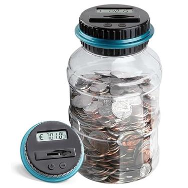 Imagem de Cofrinho grande para todas as moedas - Cofre digital de contagem de moedas com contador LCD 1,8 L de capacidade para cofrinho para adultos