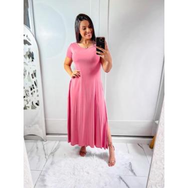 Imagem de Vestido gola canoa com bolso e fenda lateral confortavel e sosial - Mk