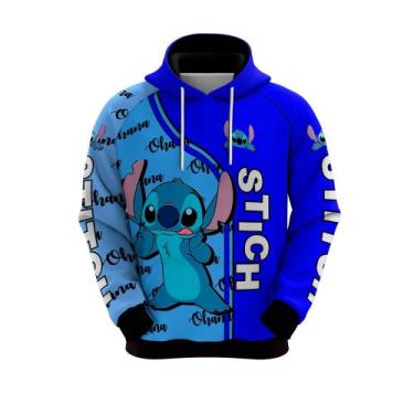 Imagem de Blusa Moletom Feminino Little e Stich Premium, Azul, M