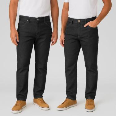 Imagem de 5 Calça Jeans Masculina Tradicional Original Trabalho Preto, Preto, 40