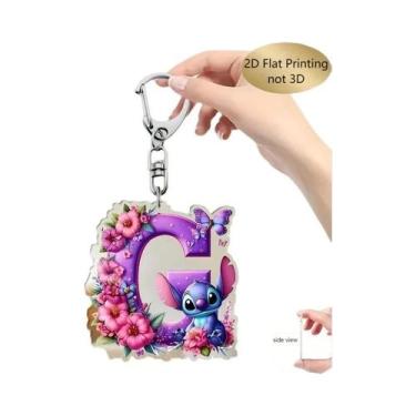 Imagem de Chaveiro Acrílico Roxo Disney Lilo&Stitch 2 Polegadas Letra A-Z Nome E