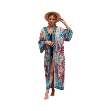 Imagem de Conjunto De Biquíni Sexy Feminino Com Capa Longa De Kimono Moda Para B