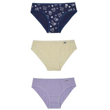 Imagem de Kit/3 Calcinha Miss Delrio 51309 Infantil Sortidas Cotton T. P/GG, G, 