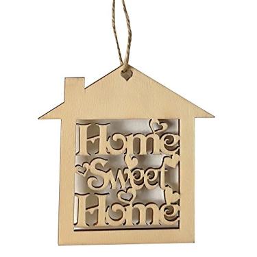 Imagem de 10 Peças de Placa Decorativa Madeira para Parede Home Sweet em Forma Casa Artesanato e