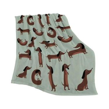 Imagem de Cobertor De Flanela Com Estampa De Cachorro Dachshund Fofo, Macio E Ac