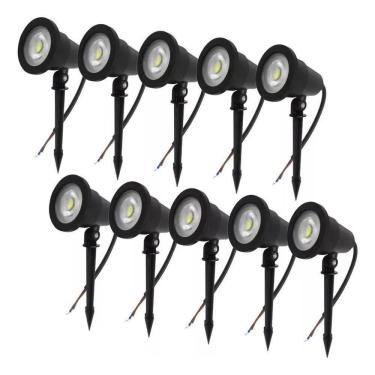 Imagem de 2X Kit 10 Luminária Espeto Jardim Cob Led 3W Prova D`Água Co