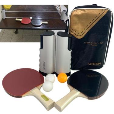 Imagem de Kit Raquete Rede Retratil Ping Pong Tenis Mesa 3 Bolinhas Conjunto Com