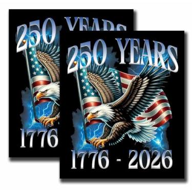 Imagem de Pacote com 2 250 anos de aniversário EUA 250º americano águia dos Estados Unidos patriótica 1776-2026 ano ímã de carro auto caminhão geladeira decalque magnético para-choque ímã