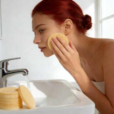 Imagem de Esponja de limpeza, almofada de limpeza facial, 50 peças, esponja redonda para limpeza facial, ferramenta de limpeza diária portátil, dourada