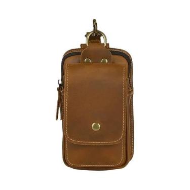 Imagem de Bolsa De Cintura Masculina Vintage Em Couro Crazy Horse, Bolsa De Cint