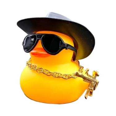 Imagem de Decoração De Carro Com Pato Amarelo Pequeno Com Chapéu De Cowboy Preto