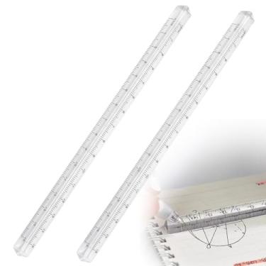Imagem de Pacote com 2 réguas de plástico transparente, ferramenta de medição de precisão de escala dupla face de 6 polegadas e 15 cm para projetos escolares, escritórios, engenharia e bricolage