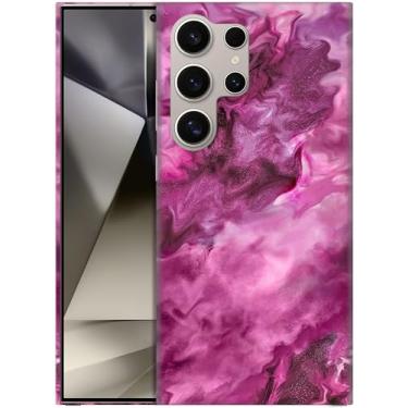 Imagem de GlamCase - Capa com suporte impresso abstrato rosa mármore para S24Ultra5G