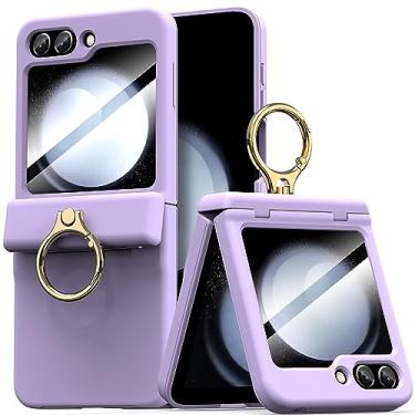 Imagem de XIIICASE Capa para Galaxy Z Flip 5 com suporte de anel, proteção de dobradiça, protetor de tela de PC rígido, proteção de corpo inteiro, antiarranhões, anti-impressões digitais, capa fina para Samsung