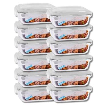 Imagem de Jogo 12 Potes De Vidro Hermético Marmita Tampa 4 travas 1520ml - DONA 