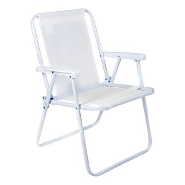 Imagem de Cadeira de praia dobrável com encosto alto (Branco)