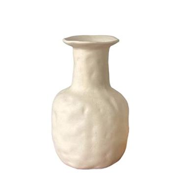 Imagem de Vaso de cerâmica branco moderno cultivo hidropônico flores plantas verdes vasos de flores secas arranjo de flores decoração sala de estar café hotel centros de mesa