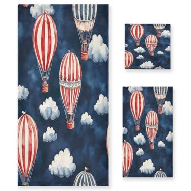 Imagem de xigua Balões de ar quente conjunto de toalhas de banheiro absorvente macio toalha de banho 3 peças toalha de mão toalhas decorativas para banheiro, academia, hotel, praia, piscina