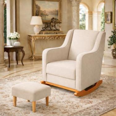 Imagem de Poltrona Puff Balanço Amamentação Decorativa Quarto Milena Bege Claro