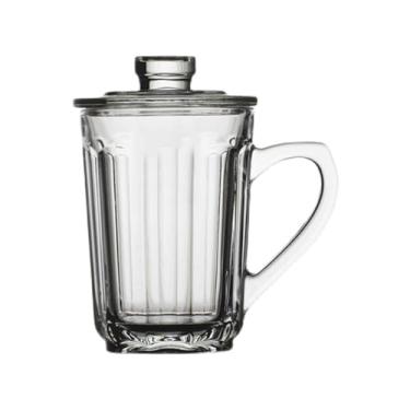 Imagem de Copo de vidro espesso com tampa e alça, xícara de chá transparente sem chumbo para casa e escritório