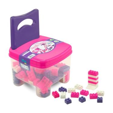 Imagem de Cadeira Magic Block 71 Peças Simotoys, Banco Infantil Com Blocos De Montar Educativos, Colorido, Estimula Coordenação Motora E Organização, Diversão Criativa E Funcional Em Um Só Produto, Fabricando