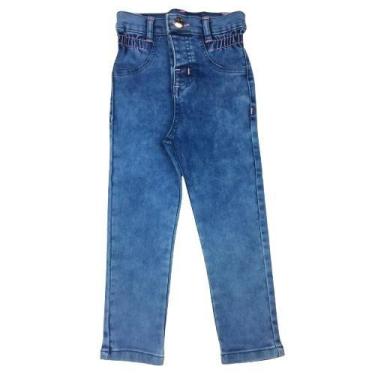 Imagem de Calça Jeans Infantil com Elástico no Cós e Coração em Strass - Tam 1 a