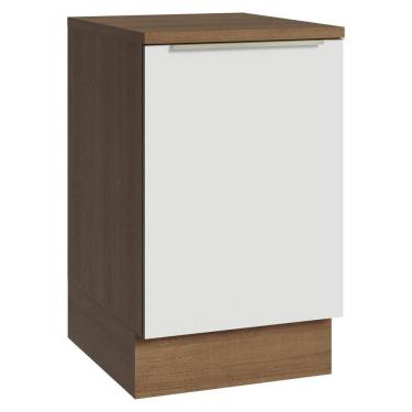 Imagem de Balcão de Cozinha 50cm 1 Porta (Com Tampo) Rustic/Branco Veludo Lux Madesa