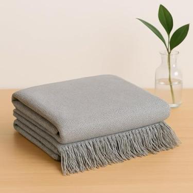 Imagem de Manta para sofá extragrande 3,00 x 1,80 metros Textura tijolo Algodão Decoração para quarto e sala de estar (KING 3.00x1.80M Cinza Claro)