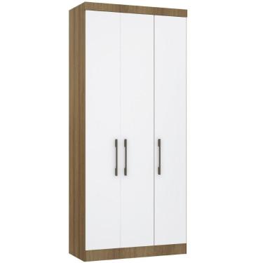 Imagem de Guarda Roupa Modulado 101,50cm 3 Portas Paris Luciane Móveis Avelã Pf Com Branco Pf