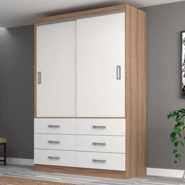 Imagem de Guarda Roupa Casal Veneza Premium 2 Portas De Correr 6 Gavetas - Demolição - Branco Demolição - Branco