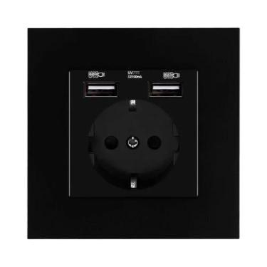 Imagem de Tomada De Parede USB Padrão EU 16A Com Porta 5V 2A AC 110V-250V Embuti