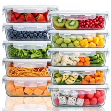 Imagem de Kit 10 Potes Herméticos Yab Vidro Borossilicato 1050ml com Tampa Hermé