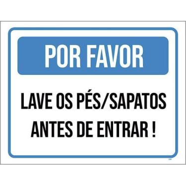 Imagem de Kit 10 Placa Acm Lave Pés Sapatos Antes Entrar 18X23 - Sinalizo
