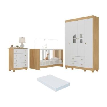 Imagem de Quarto De Bebê Completo Com Berço 3 Em 1 Colchão Incluso Nina Multimóv